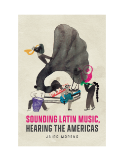 The cover of Sounding Latin Music is an art piece of five individuals playing instruments including the guitar, horns, drums, and piano.